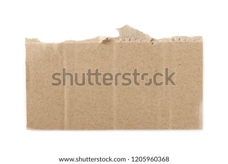 Cardboard scrap isolated on white background, top view
