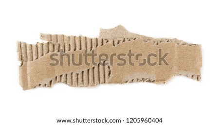 Cardboard scrap isolated on white background, top view