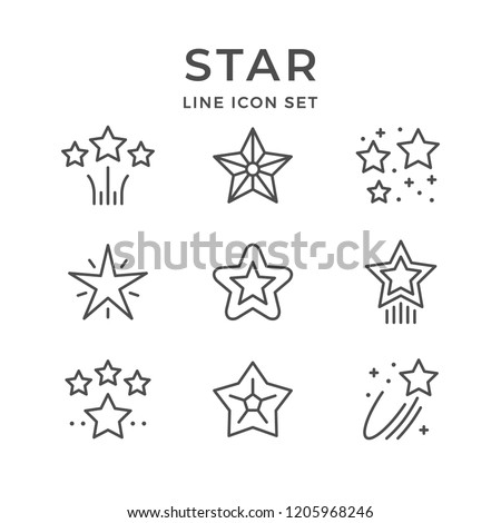 Set line icons of star