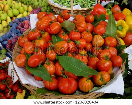 baskets with red tomatoes / ox heart / and others vagitables