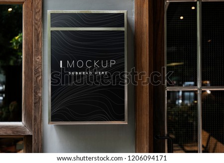Black restaurant signboard design mockup