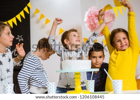 Happy kids on birthday party