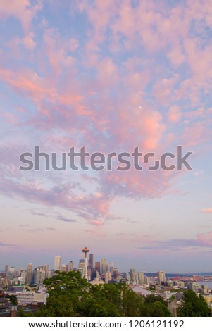 Seattle sunset from Kerry Park - vertical