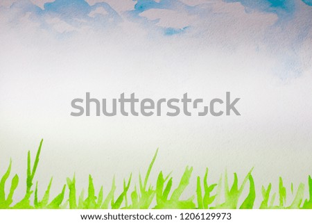 watercolor frame-grass and sky
