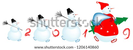 vector illustration snowmans with congratulation on new year