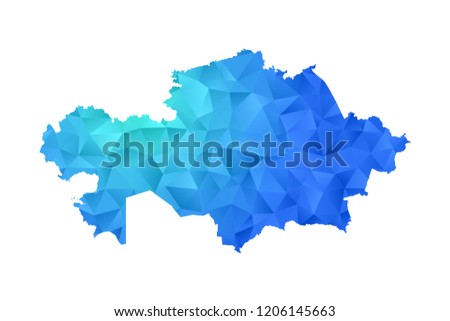 kazakhstan map in geometric blue polygonal style modern design on white background. Vector illustration.