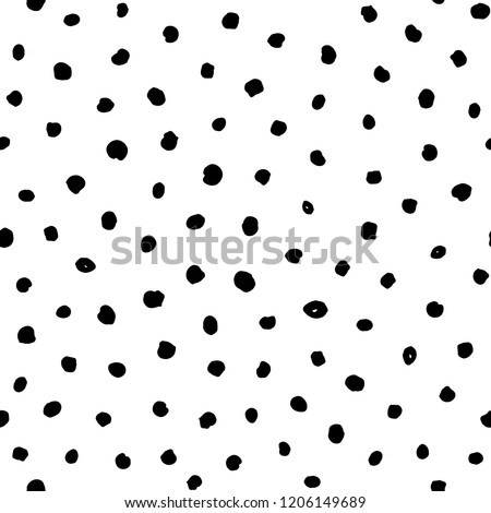 Sketchy hand-drawn points vector seamless pattern. Black dots texture background. Freehand drawing vector diffused spots. Wallpaper, paper, fabric, textile design. Royalty-Free Stock Photo #1206149689