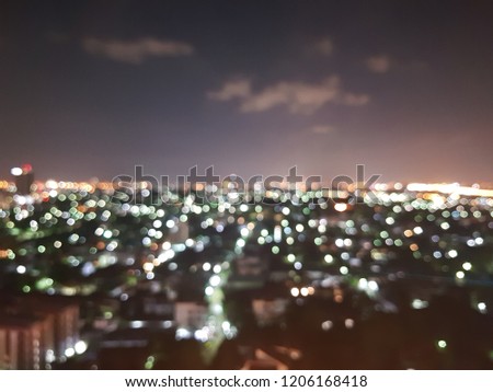 Blur City views at night and beautiful sky
