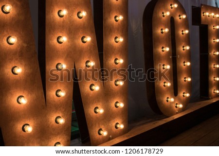 
large vintage letters with lamps