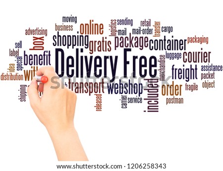 Delivery Free, word cloud hand writing concept on white background.