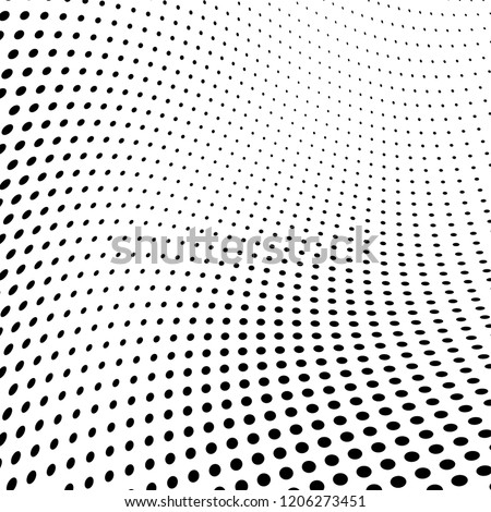 Abstract halftone texture. Chaotic pattern of black dots on white background. Futuristic grunge surface