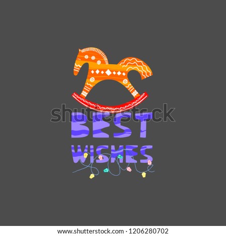 Christmas and New Year elements with lettering. Xmas greeting card concept. Winter holiday objects. Vector flat design with texture