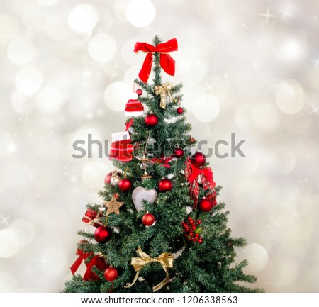 Christmas background - baubles and christmas tree