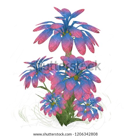 2d illustration. Decorative isolated flower image. Floral Illustration. Vintage botanic artwork. Hand made drawing.