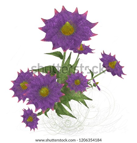 2d illustration. Floral Illustration. Vintage botanic artwork. Hand made drawing. Decorative isolated flower image.