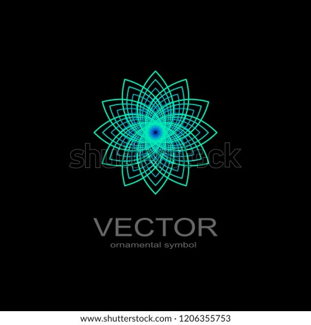 Geometric  neon emblems set. Vector mosaic arabic ornamental symbols