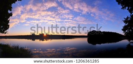 a splendid sunrise in the morning on the lake