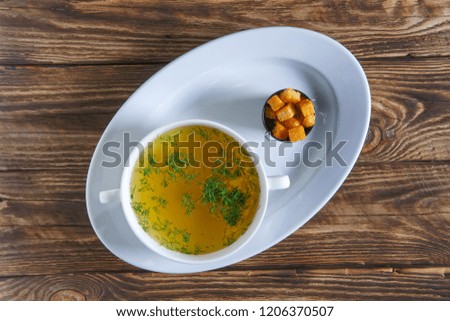 Plate of chicken bouillon