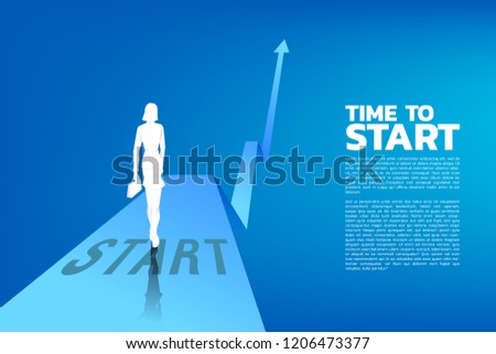 Silhouette of businessman with briefcase step forward on graph track with world map background. Concept of people ready to start career and business.