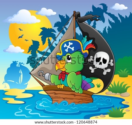 Image with pirate parrot theme 2 - vector illustration.