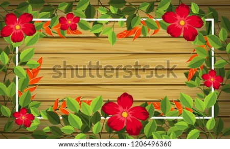 Flower on wooden background illustration