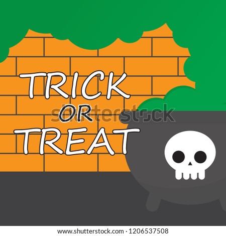 Happy Halloween day design background. Cute cartoon character. Halloween theme Vector holiday, can be used as a greeting card, poster, print or banner, witch pot, vector illustration.