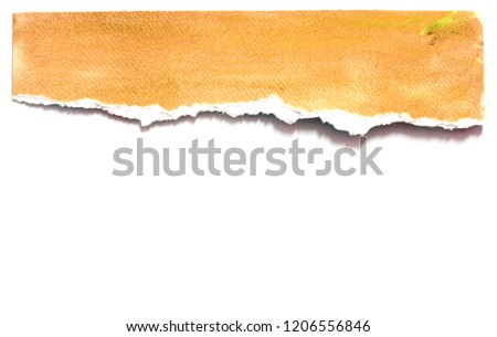 old torn paper tear isolated on white background, copy space.