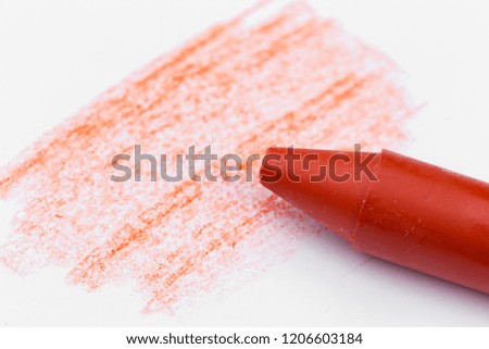 Wax crayon drawing. Hand-drawn.Close up. Isolated on white