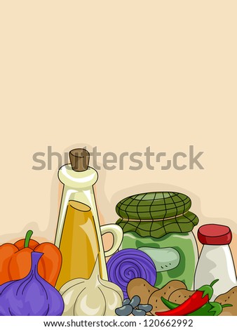Background Illustration of Condiments and Vegetables
