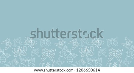 Vector blue butterflies border pattern background. Perfect for fabric, textiles, scrapbooking and wallpaper projects.