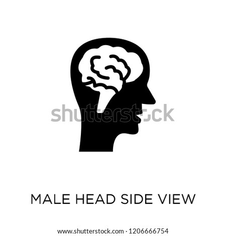 Male head side view with brains icon. Male head side view with brains symbol design from Human Body Parts collection.