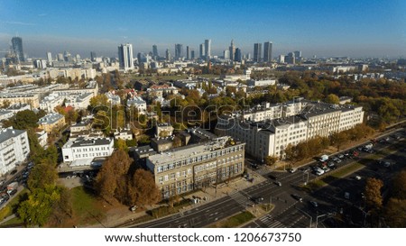 Aerial view of the city of Warsaw. Poland.