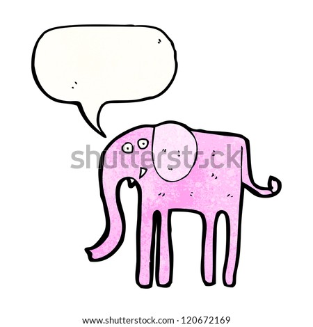 cartoon pink elephant with speech bubble