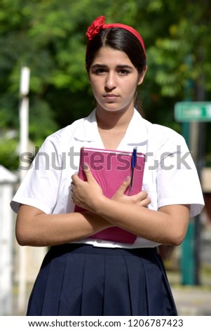 Unemotional Catholic Colombian Person Wearing School Uniform