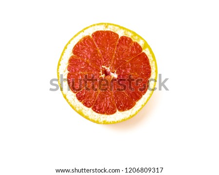red juicy grapefruit, citrus fruits on a white background