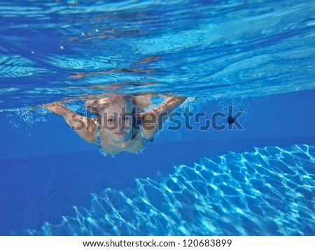 underwater picture of swiming woman