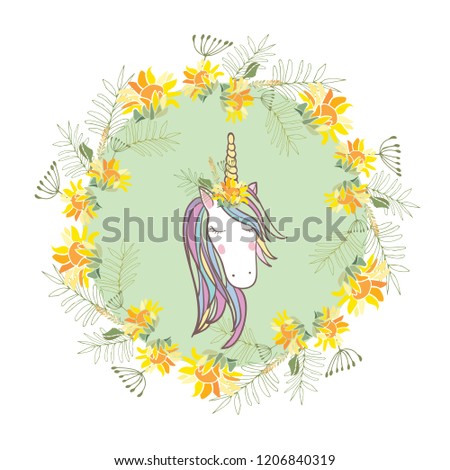 Retro style botanical illustration with flowers and animal. Delicate background with floral composition