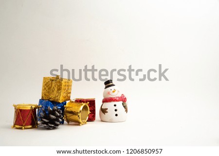 Christmas and New Year holiday background Dolls and gifts. A Happy Day