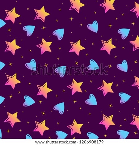 colorful stars and hearts vector pattern