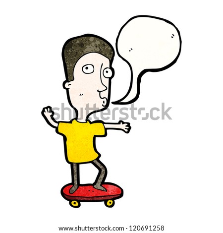 cartoon skater boy with speech bubble