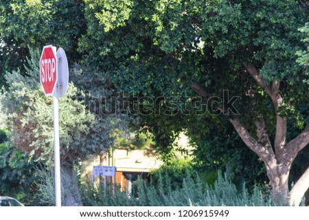 Road sign "Stop" in the city park