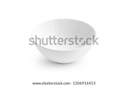 white ceramic bowl or deep dish simple kitchenware isolated on white background with clipping path Royalty-Free Stock Photo #1206916453