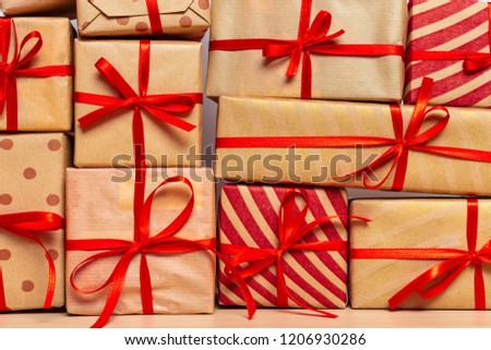 Christmas gift box on table 