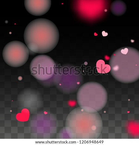 Hearts Confetti Falling Background. St. Valentine's Day pattern. Romantic Scattered Hearts Wallpaper. Vector Illustration. Cute Element of Design for Birthday Party.