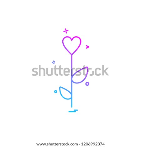 valentine's heart rose flower icon vector design
