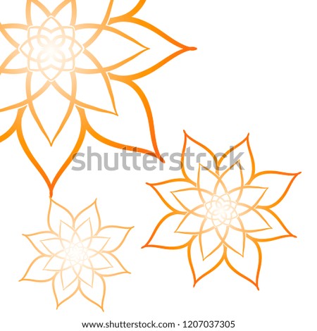Round gradient mandala on white background. Golden vector boho mandala. Mandala with floral pattern. Yoga template