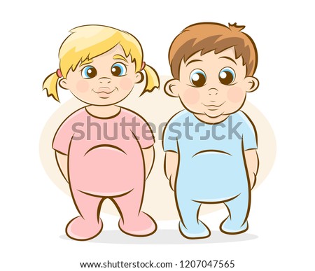 Cute Cartoon Twin Baby.Baby Boy and… Stock Photo 522355372 - Avopix.com