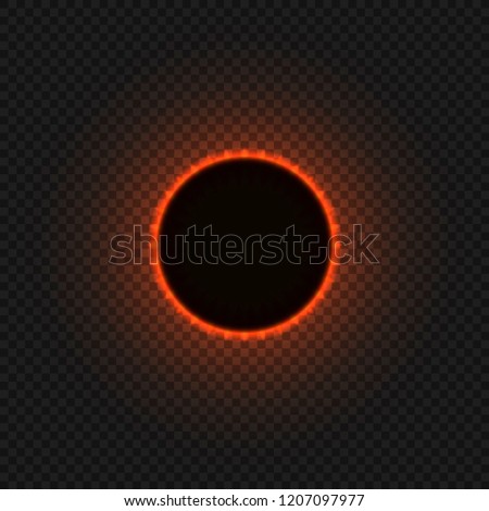 Vector Solar Eclipse, Glowing Illustration on Transparent Background, Abstract Lights.