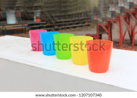 Plastic cups. Waste. Eco friendly.