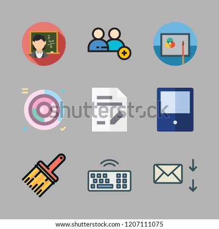 job icon set. vector set about document, email, keyboard and graphics icons set.